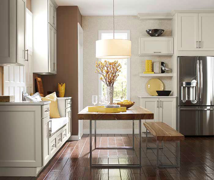 Off White Cabinets in Transitional Kitchen