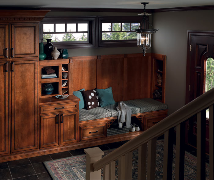 Rustic entry way cabinets by Diamond Cabinetry