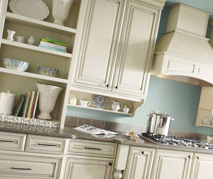 Cream Cabinets with Glaze in a Traditional Kitchen