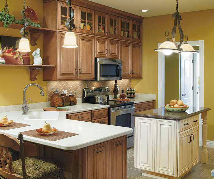 Traditional Kitchen Cabinets with a Contrasting Island