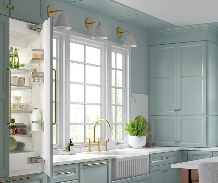 Custom Color Light Blue Kitchen Cabinets
