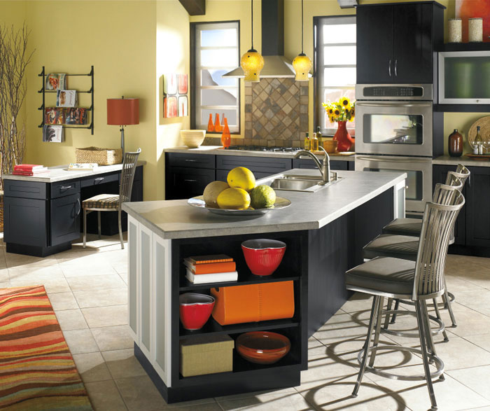 Contemporary black kitchen cabinets by Diamond Cabinetry